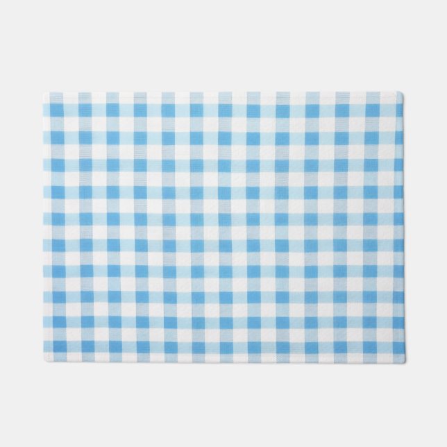 Paillasson Gingham Bleu Bébé (Devant)