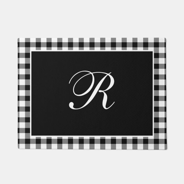 Paillasson Gingham noir et blanc Monogramme Classique Monogra (Devant)