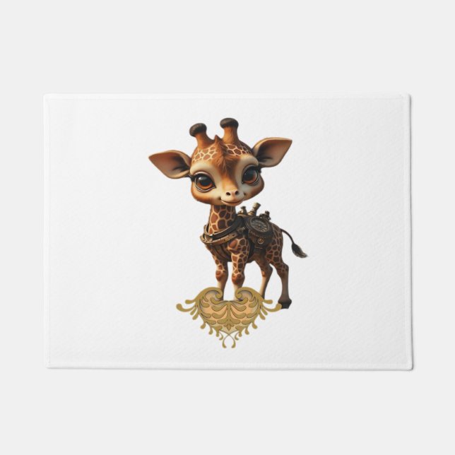 Paillasson Girafe bébé en steampunk-dessin de style classique (Devant)