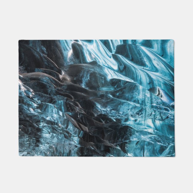 Paillasson Glace Bleue Abstraite Dans une Grotte de Glace (Devant)