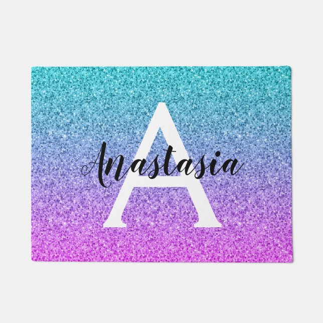 Paillasson Glam Purple Aqua Parties scintillant étincelante M (Devant)
