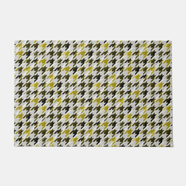 Paillasson Glen Plaid. Noir et moutarde. (Devant)