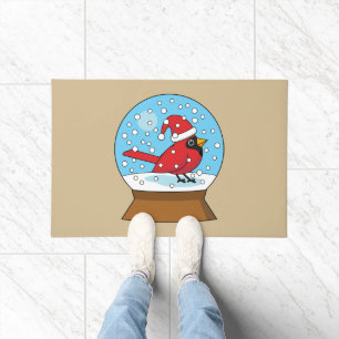Paillasson Globe des neiges avec cardinal rouge mignon