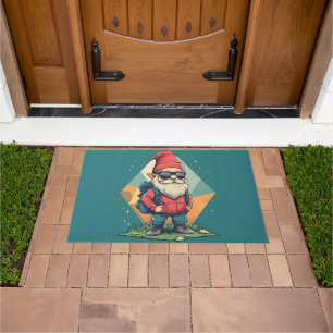 Paillasson Gnome Cool en Aventure : Illustration Amusante
