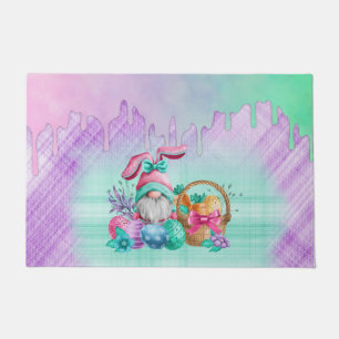 Paillasson Gnome De Lapin De Pâques Avec Oeufs De Panier