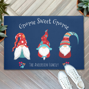 Paillasson Gnome Sweet Gnome Cute Fun Elf Holiday Custom Navy