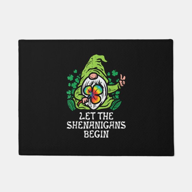 Paillasson Gnome Tie Dye Shamrock Laisser Shenanigans Commenc (Devant)