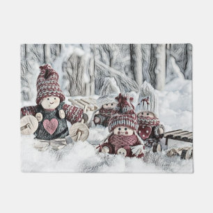 Paillasson Gnomes vintages dans le dessin de neige