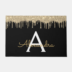 Paillasson Gold Black Parties scintillant de luxe Glam Monogr
