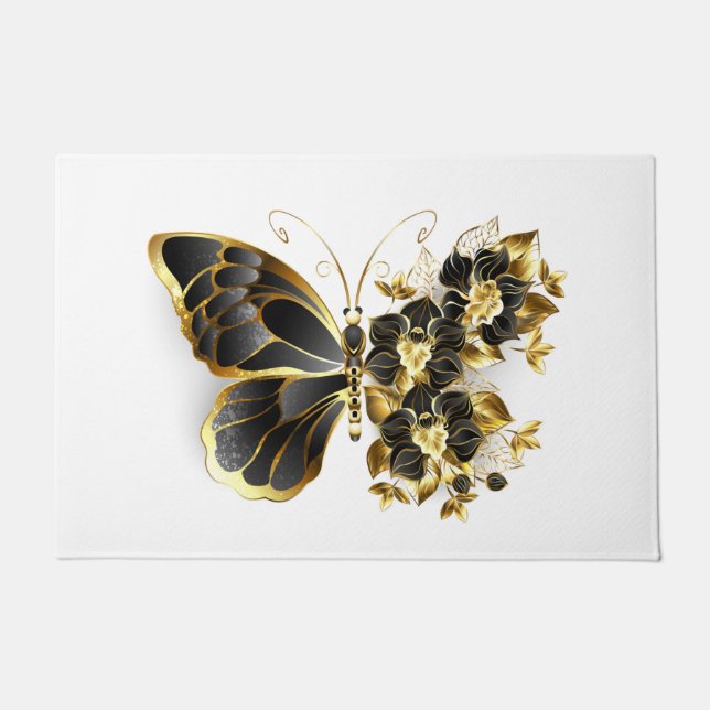 Paillasson Gold flower Butterfly with Black Orchid (Devant)