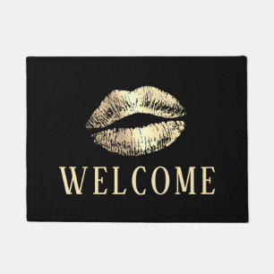 Paillasson Gold Lips Print Beauté Salon Spa Bienvenue