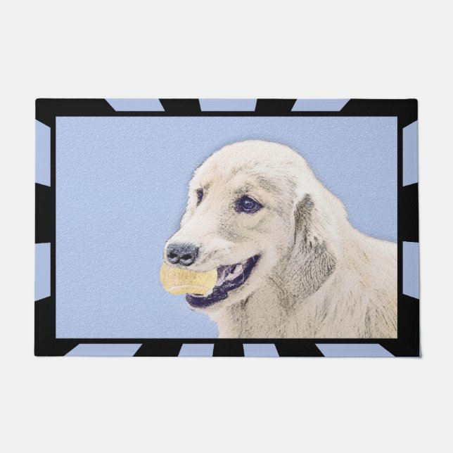 Paillasson Golden Retriever avec Tennis Ball Peinture Chien A (Devant)