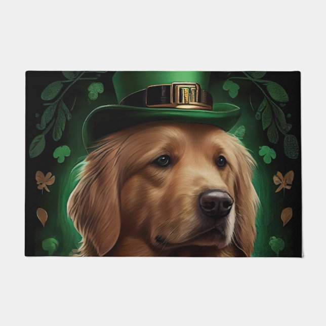 Paillasson Golden Retriever Dog in St. Patrick's Day (Devant)