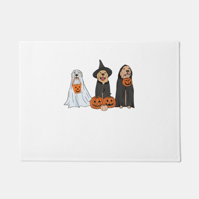 Paillasson Golden Retriever Ghost Halloween Tricoter Ou Treat (Devant)