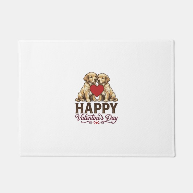 Paillasson Golden Retriever Joyeuse Saint-Valentin (Devant)