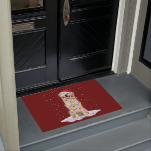 Paillasson Golden retriever Santa Christmas Tree Lights Xmas