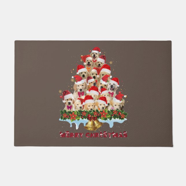 Paillasson Golden Retriever Santa Hat Xmas Dogs Merry Christm (Devant)