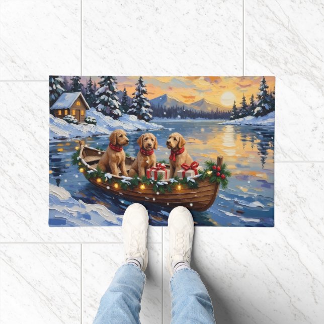 Paillasson Goldendoodle Christmas Boat Holiday (Intérieur)
