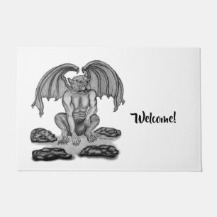 Paillasson Golem Gargoyle, Design noir et blanc