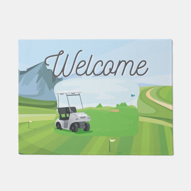 Paillasson Golf belle aquarelle bienvenue golfer's  (Devant)