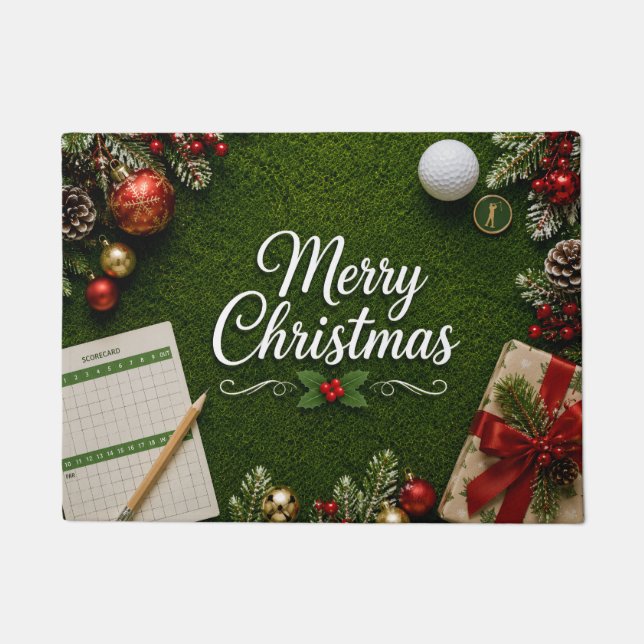 Paillasson Golf de Noël sur gazon vert (Devant)