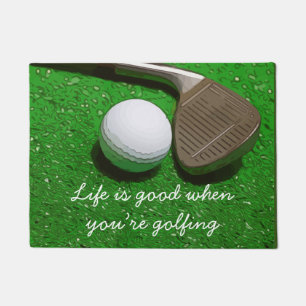 Paillasson Golf Life c'est bon avec golf ball sur green door