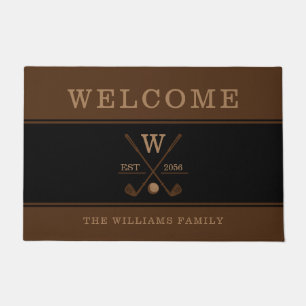 Paillasson Golf Monogram Nom de famille Brown Doormat