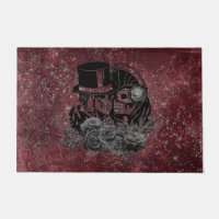 Gothique Kissing Skulls Couple Et Sang Rouge Étern