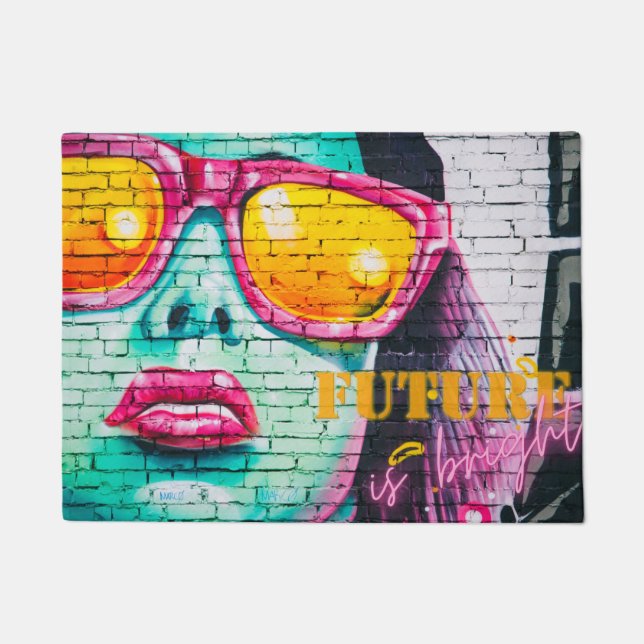 Paillasson Graffiti Future Est Fille Lumineuse & Lunettes de  (Devant)