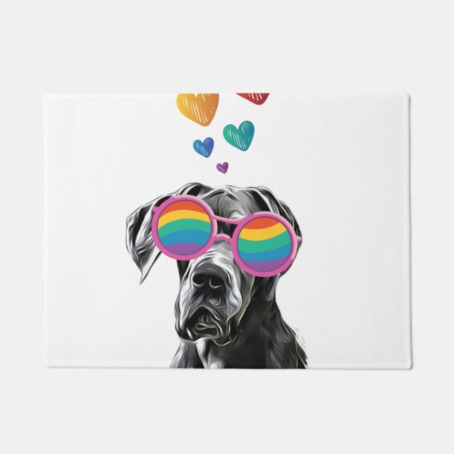 Paillasson Grand Danois avec coeurs Saint-Valentin  (Devant)