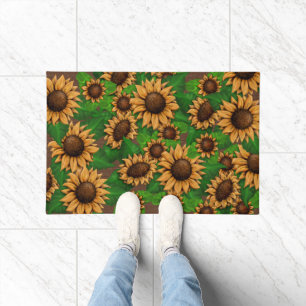 Paillasson Grand et beau Motif de tournesols Burlap Brown