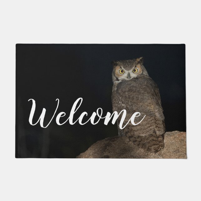 Paillasson Grand hibou à cornes d'arrière cour (Devant)
