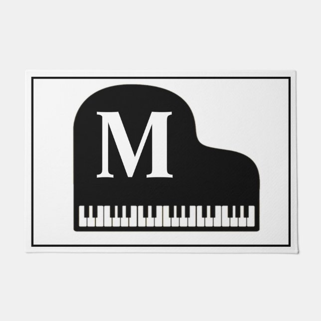 Paillasson Grand Piano Monogram Pianiste noir et blanc (Devant)