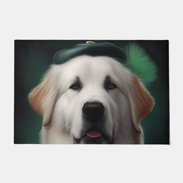 Paillasson Grand Pyrenees en robe de la Saint-Patrick (Devant)