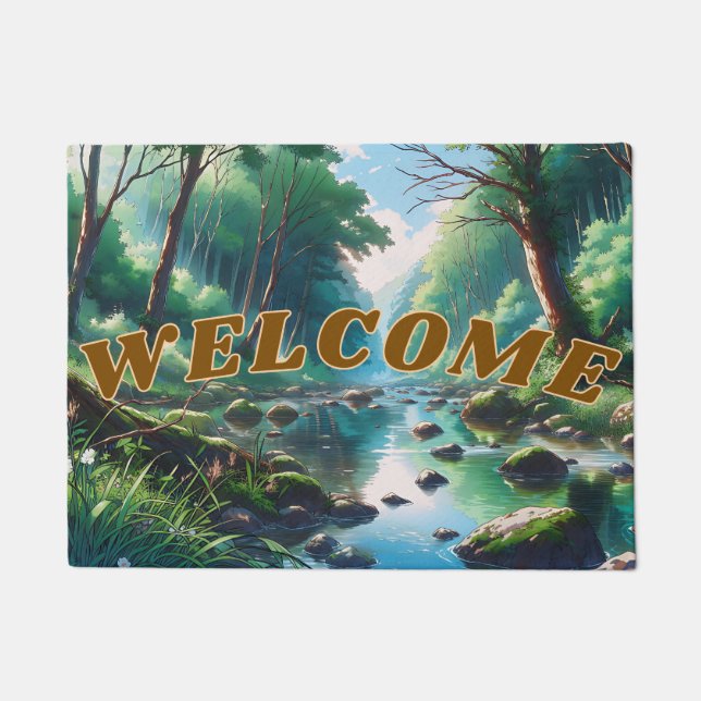 Paillasson Graphisme anime du paysage forestier (Devant)