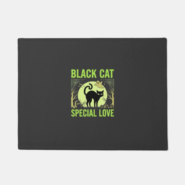 Paillasson Graphisme d'amour spécial chat noir Halloween (Devant)
