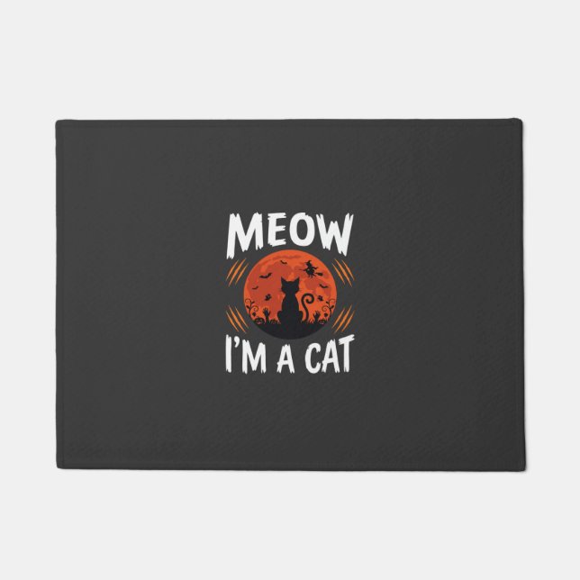 Paillasson Graphisme de silhouette de chat de lune drôle d'Ha (Devant)