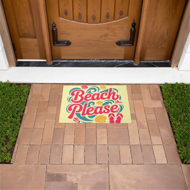 Paillasson Graphisme Rétro « Beach Please » : Typographie Ros (De plein air)