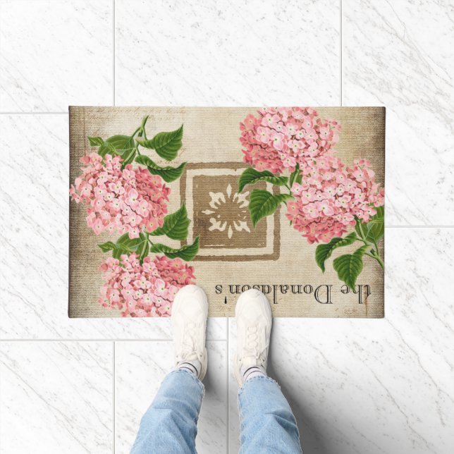 Paillasson Grappes d'hortensias roses II (Intérieur)
