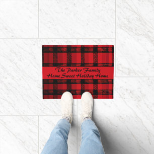 Paillasson Gras Black Red Buffalo Plaid Sweet Holiday Home