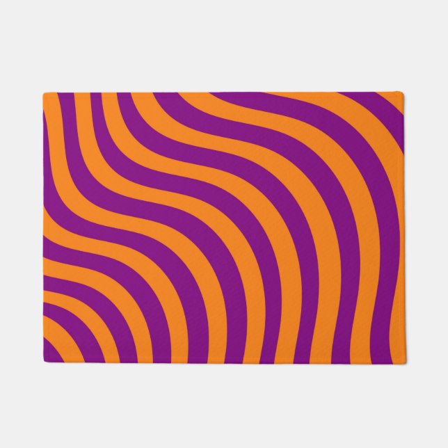 Paillasson Gras Orange Purple Zebra Stripe Entryie moderne (Devant)