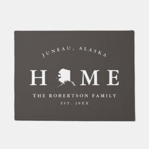 Paillasson Gray and White State of Alaska Map Mat,