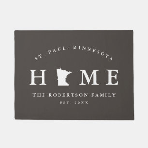 Paillasson Gray and White State of Minnesota Map Mat,