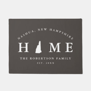 Paillasson Gray and White State of New Hampshire Map Mat,