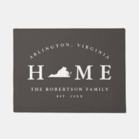 Gray and White State of Virginia Map Mat,