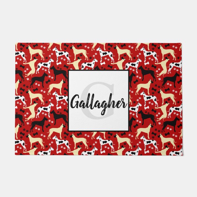 Paillasson Great Danes Monogramme Nom (Devant)