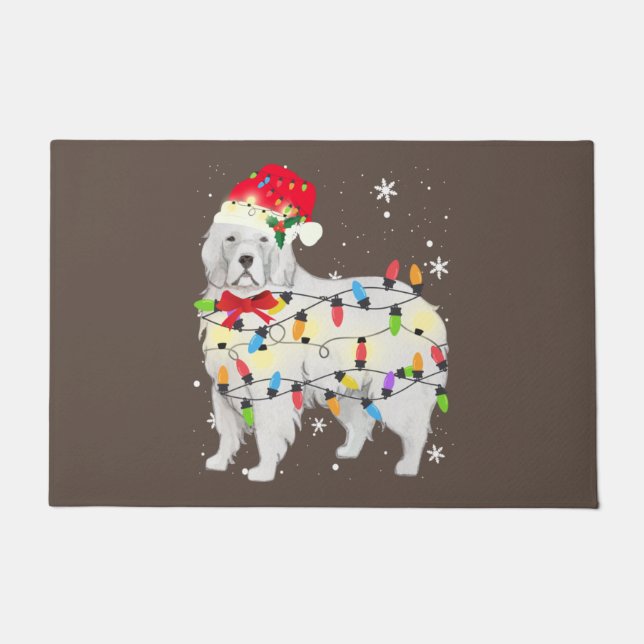 Paillasson Great Pyrenees Dog Christmas Light Xmas Mom Dad (Devant)