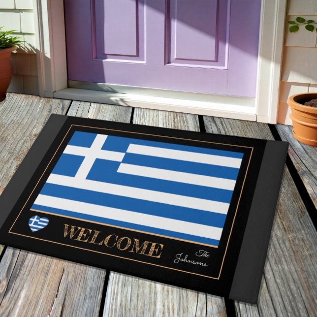 Paillasson Grèce House mat, drapeau grec sports / Bienvenue (Créateur téléchargé)