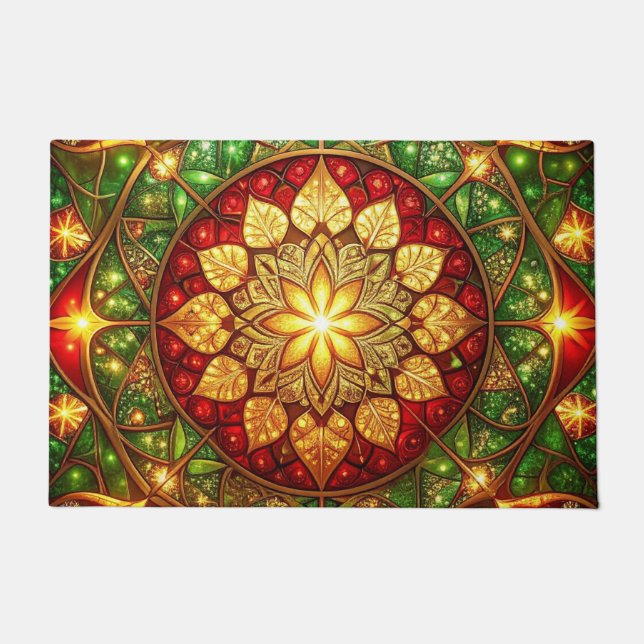 Paillasson Green Red Decorative Holiday Doormat (Devant)
