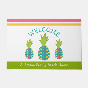 Paillasson Green Welcome 3 Tropical Pineapples Beach House